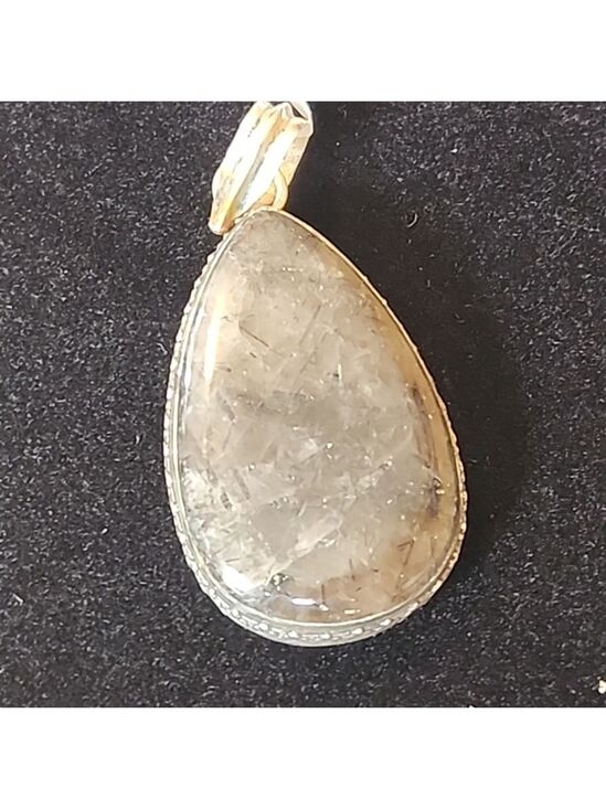 Jewelry - 925 Sterling Silver 2in Himalayan Black Tourmaline Pendant